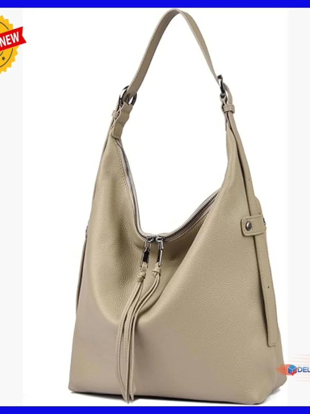 Genuine Leather Hobo Crossbody Shoulder Bag Medium Slouchy Tote Purse